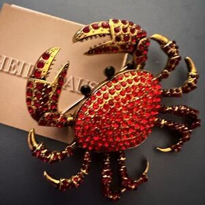 🦀 NEW HEIDI DAUS stunning & exquisite red crystal crab brooch 🦀